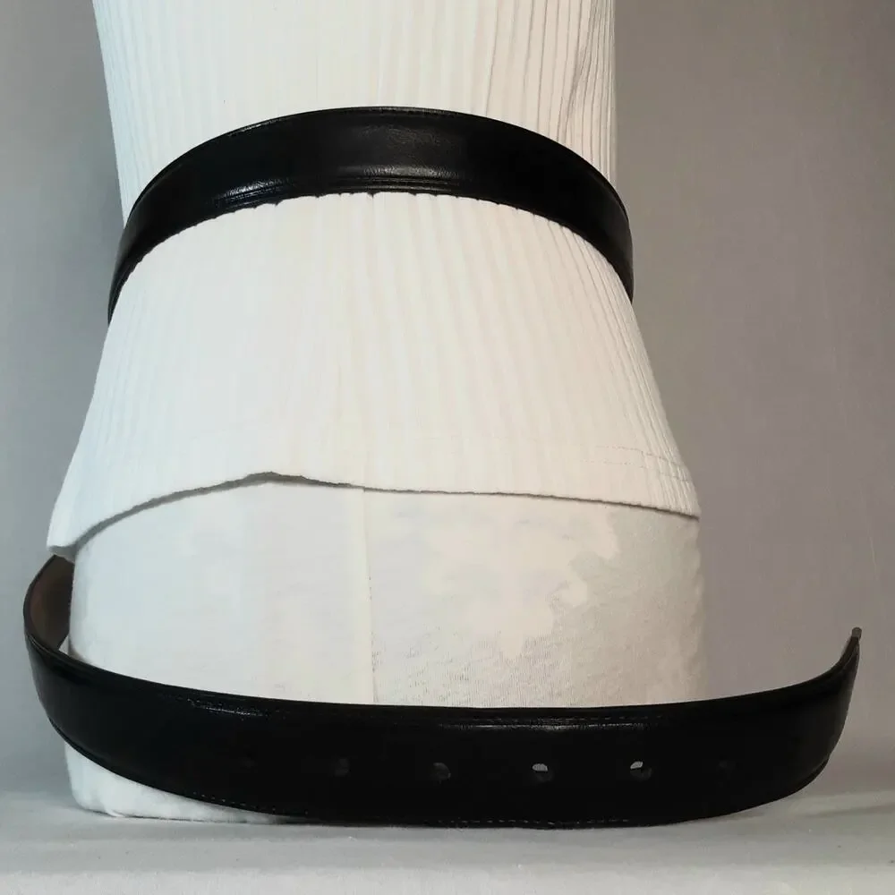 💎Mens Basic Black Mixed Leather & Synthetic Belt 46/48 Waist Double Loops